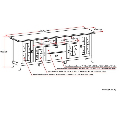 Simpli Home Artisan Wood 72" Transitional TV Media Stand in Black For TVs up to 80"