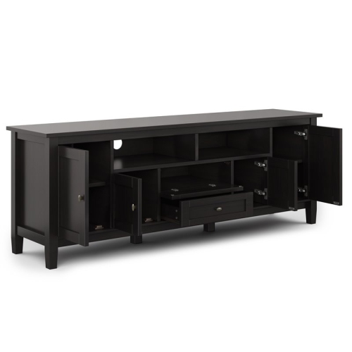 Simpli Home Warm Shaker Wood 72" Transitional TV Media Stand in Hickory Brown For TVs up to 80"