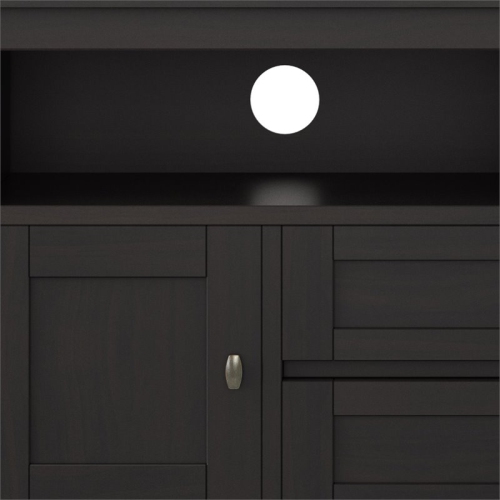 Simpli Home Warm Shaker Wood 72" Transitional TV Media Stand in Hickory Brown For TVs up to 80"