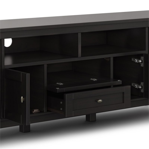 Simpli Home Warm Shaker Wood 72" Transitional TV Media Stand in Hickory Brown For TVs up to 80"
