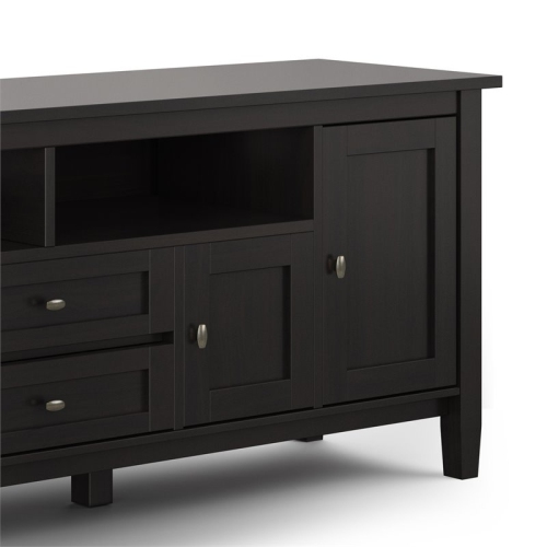 Simpli Home Warm Shaker Wood 72" Transitional TV Media Stand in Hickory Brown For TVs up to 80"
