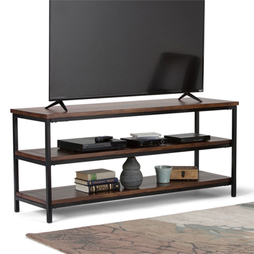 Skyler 60" W SOLID WOOD TV Media Stand in Dark Cognac Brown For TVs up to 65"