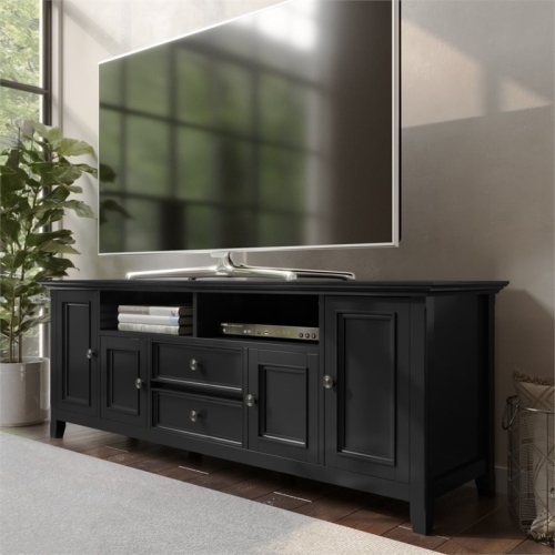 Simpli Home Amherst 72" Solid Wood TV Stand in Black