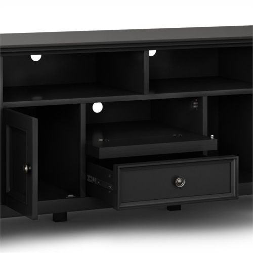 Simpli Home Amherst 72" Solid Wood TV Stand in Black