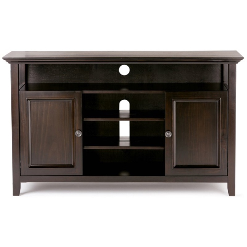 Simpli Home Amherst Transitional Solid Wood 54" TV Stand in Hickory Brown