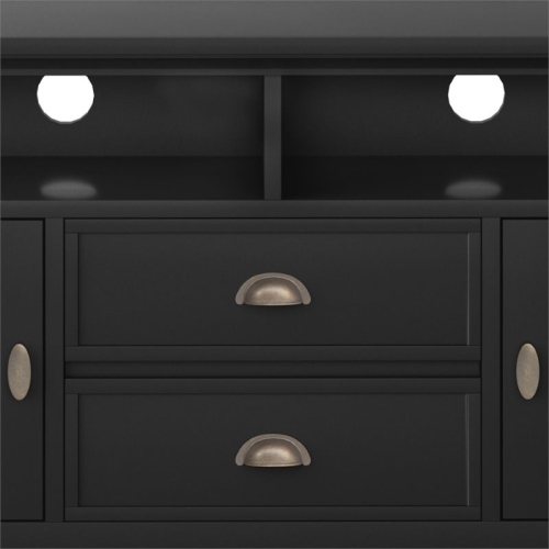 Meuble multimédia transitionnel en bois Redmond de Simpli Home pour téléviseur de 72 po ou moins - 80 Noir