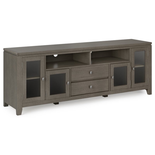 SIMPLI HOME  Cosmopolitan Solid Wood Extra Wide 72" Tv Stand - Farmhouse In Gray