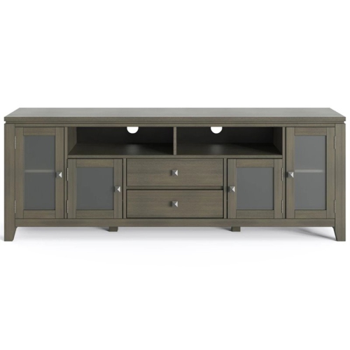 Simpli Home Cosmopolitan Solid Wood Extra Wide 72" TV Stand - Farmhouse Gray