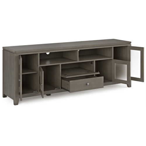 Simpli Home Cosmopolitan Solid Wood Extra Wide 72" TV Stand - Farmhouse Gray