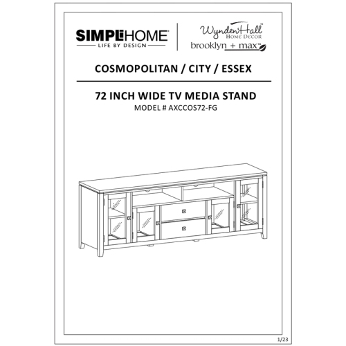 Simpli Home Cosmopolitan Solid Wood Extra Wide 72" TV Stand - Farmhouse Gray