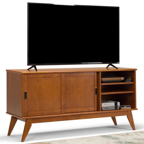 Draper SOLID WOOD 60" W Modern TV Media Stand in Teak Brown For TVs up to 65"