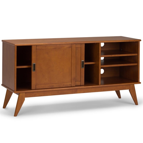 Draper SOLID WOOD 60" W Modern TV Media Stand in Teak Brown For TVs up to 65"