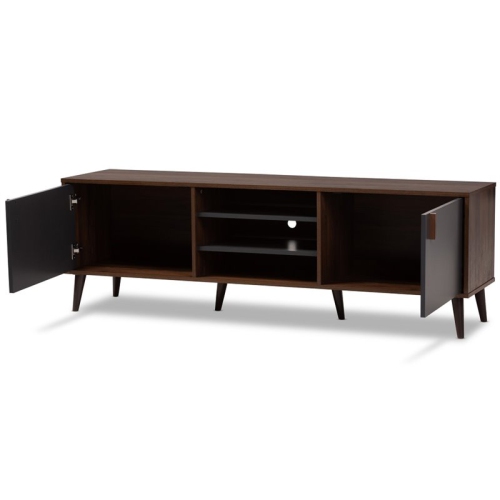 Bowery Hill Modern TV Stand in Brown and Dark Grey