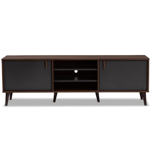 Bowery Hill Modern TV Stand in Brown and Dark Grey