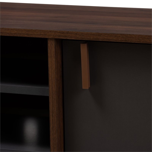 Bowery Hill Modern TV Stand in Brown and Dark Grey