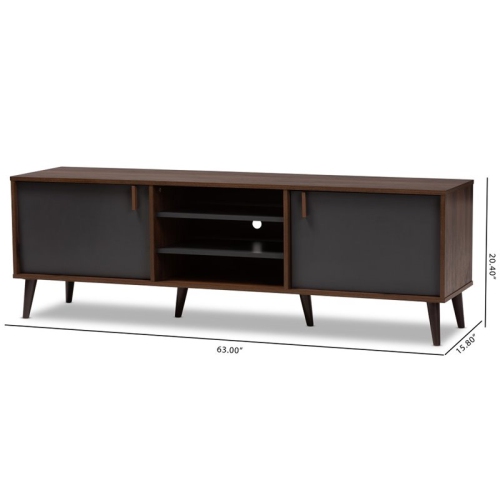 Bowery Hill Modern TV Stand in Brown and Dark Grey