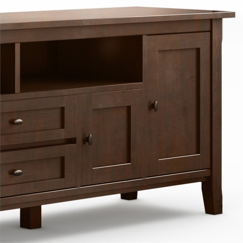 Simpli Home Warm Shaker Wood 72" Transitional TV Media Stand in Russet Brown For TVs up to 80"