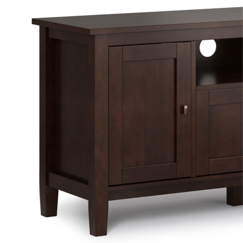 Simpli Home Warm Shaker Wood 72" Transitional TV Media Stand in Russet Brown For TVs up to 80"