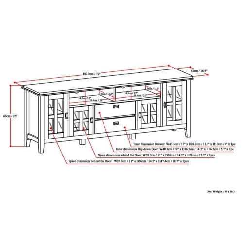 Simpli Home Artisan Wood 72" Transitional TV Media Stand in Gray For TVs up to 80"