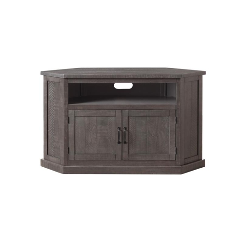 Bowery Hill Rustic Corner 50" Solid Wood TV Stand in Gray
