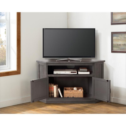 Bowery Hill Rustic Corner 50" Solid Wood TV Stand in Gray