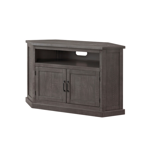 Bowery Hill Rustic Corner 50" Solid Wood TV Stand in Gray