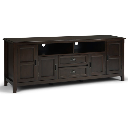 SIMPLI HOME  Burlington Wood 72" Transitional Tv Media Stand In Mahogany for Tvs Up to 80" In Brown It can be done if you're normally pretty handy, but if not, it may be best to skip this one