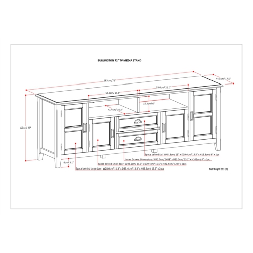Simpli Home Burlington Wood 72" Transitional TV Media Stand in Mahogany Brown For TVs up to 80"