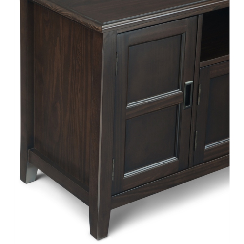 Simpli Home Burlington Wood 72" Transitional TV Media Stand in Mahogany Brown For TVs up to 80"