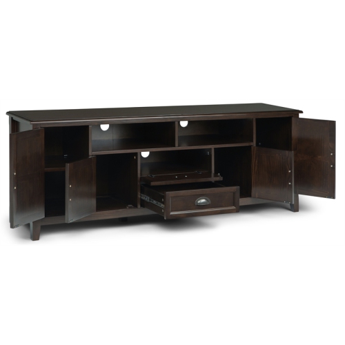 Simpli Home Burlington Wood 72" Transitional TV Media Stand in Mahogany Brown For TVs up to 80"