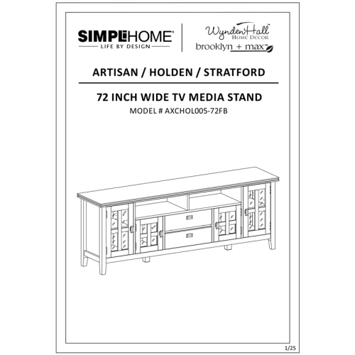 Simpli Home Artisan Wood 72" Transitional TV Media Stand in Farmhouse Brown For TVs up to 80"