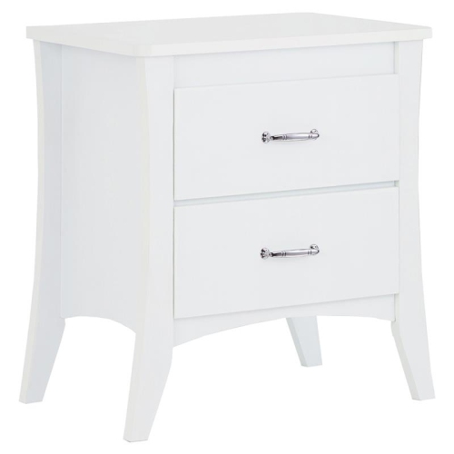 ACME Babb Wooden Rectangular Nightstand with 2 Drawers and Tapered Legs in White