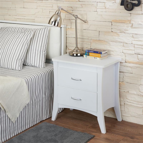 ACME Babb Wooden Rectangular Nightstand with 2 Drawers and Tapered Legs in White