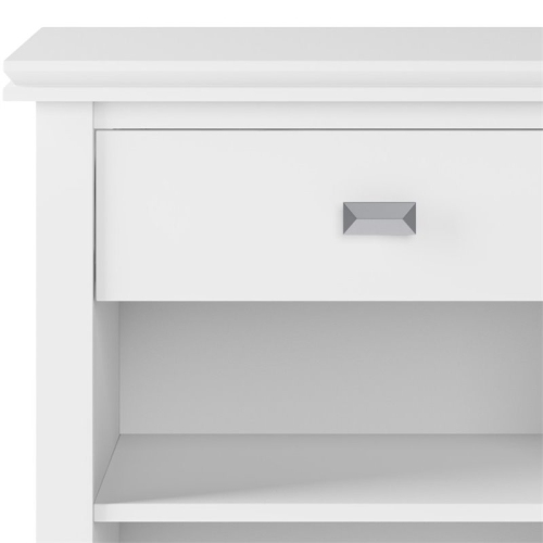 Simpli Home Artisan Wood 24" Transitional Bedside Nightstand Table in White