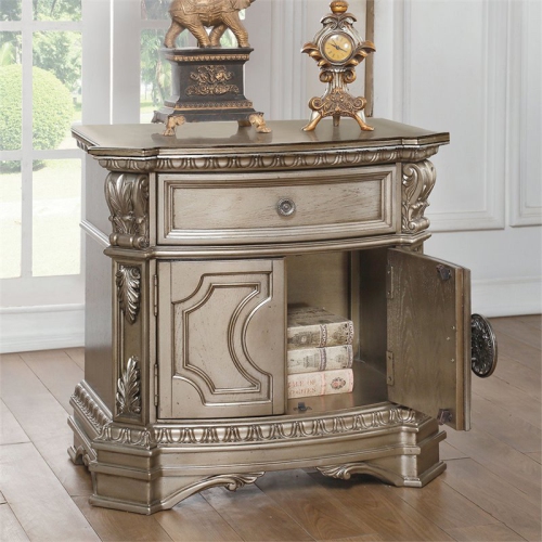 ACME FURNITURE Acme Northville 1 Drawer Nightstand In Antique Silver