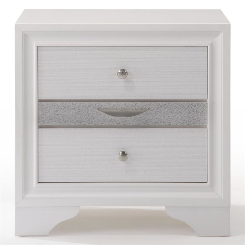 ACME Naima Square Wood 3-Drawers Bedroom Nightstand in White