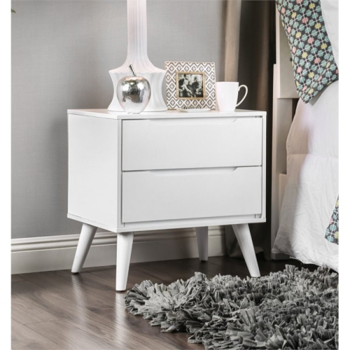 Bowery Hill 2 Drawer Nightstand in White
