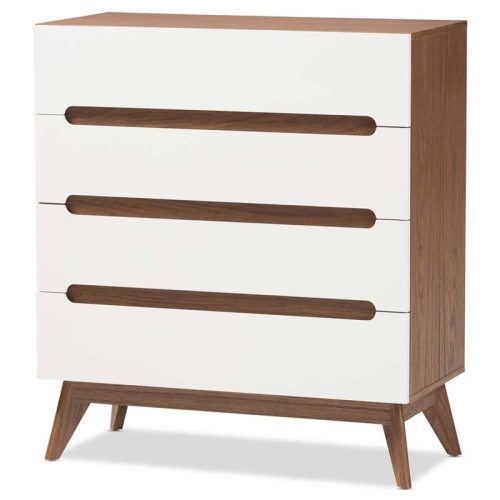 BAXTON STUDIO  Calypso 4 Drawer Chest In And Walnut In White