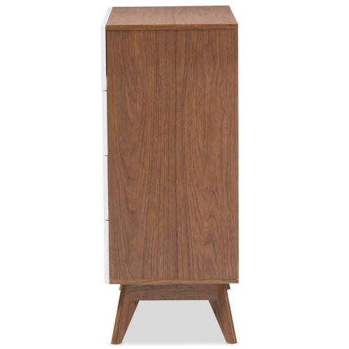 Baxton Studio Calypso 4 Drawer Chest in White and Walnut