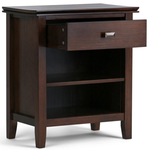 Simpli Home Artisan Wood 24" Transitional Bedside Nightstand Table in Russet Brown
