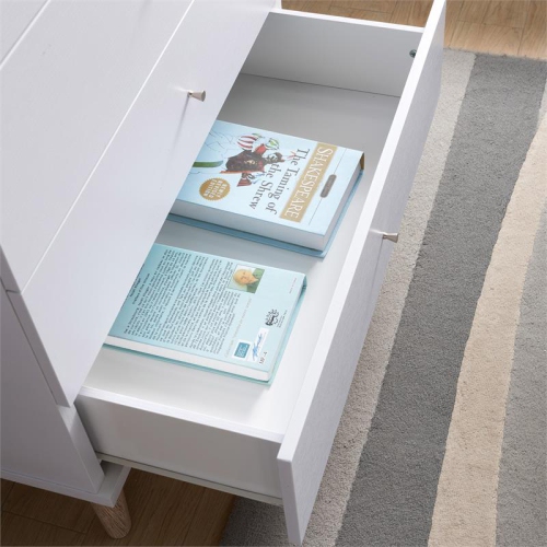 Furniture of America Pives Mid-Century Modern Wood 4-Drawer Chest in White