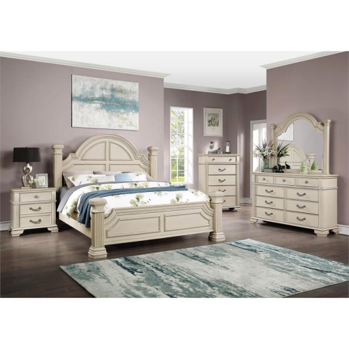 Furniture of America Charo Traditional Wood Nightstand with USB Port in White