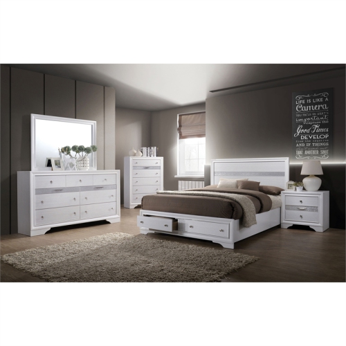Furniture of America Laren Contemporary Solid Wood 3-Drawer Nightstand in White