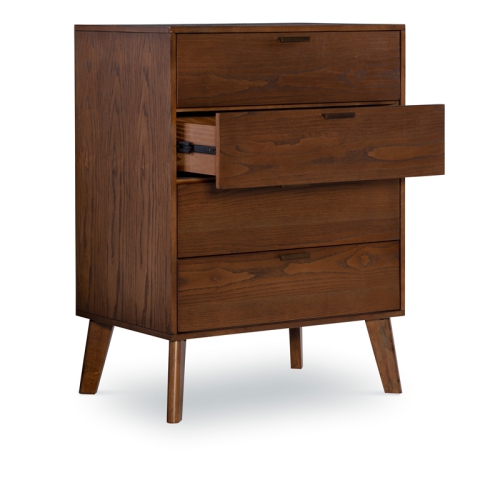 Linon Moore Four Drawer Wood Chest in Walnut