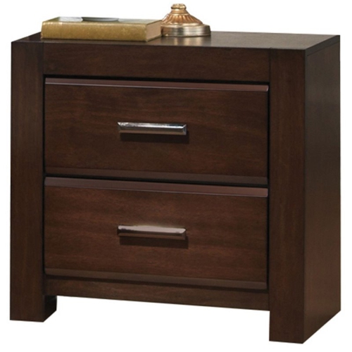 ACME FURNITURE  Acme Oberreit Square Wood 2-Drawers Bedroom Nightstand In Walnut