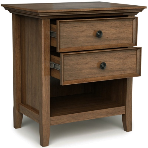 Simpli Home Amherst Transitional Solid Wood Nightstand in Natural Aged Brown