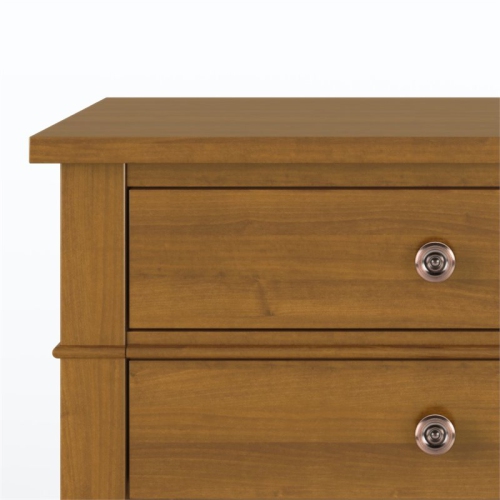 Simpli Home Carlton Wood 24" Transitional Bedside Nightstand Table in Light Golden Brown