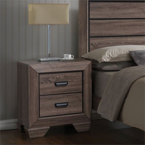 ACME Lyndon Square 2 Drawers Nightstand in Weathered Gray Grain