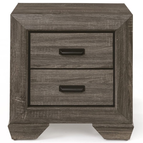 ACME Lyndon Square 2 Drawers Nightstand in Weathered Gray Grain