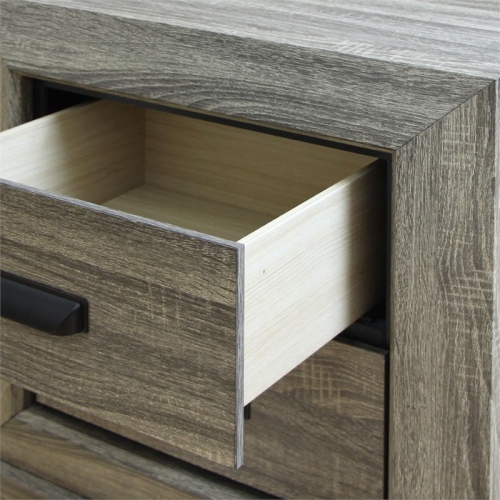 ACME Lyndon Square 2 Drawers Nightstand in Weathered Gray Grain
